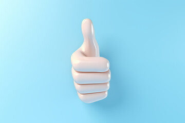 hand showing fingers symbol. Icon human hand in cartoon style, thumb up, Excellent, good sign. Realistic 3d design. - obrazy, fototapety, plakaty
