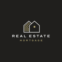 Black Gold Real Estate Logo Construction, Architecture Building Logo Design Template