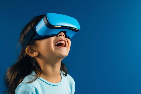 a girl wearing a virtual reality headset