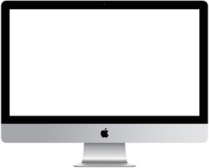 Realistic mockups of the new iMac 27 inch blank screen monoblock personal made by Apple Computers,...