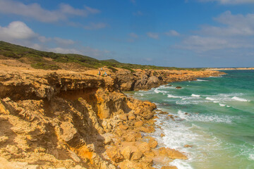 Fototapeta na wymiar Sea and Mountain at Ras Hammam Beach. Cliff Views and Natural Beauty in Tunisia