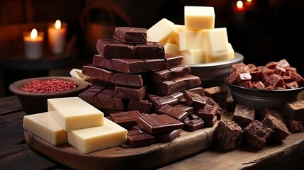 A chocolate day recipe   matte background ,Chocolate day, Valentines Day, Valentines week 
 - obrazy, fototapety, plakaty