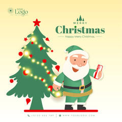 Christmas card with Santa Claus greeting design, Christmas post design.