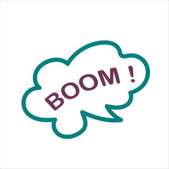 Boom speech bubble explosion sound effect icon concept design stock illustration