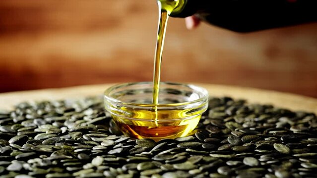 Pumpkin seed oil, 4k video footage