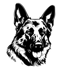 German Shepherd Head Profile Vector Illustration