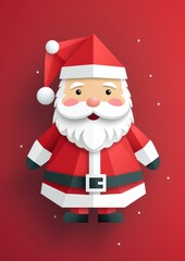 Portrait of Santa claus, minimalistic christmas greeting card illustration. Generative Ai.