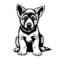 Adorable German Shepherd Puppy Vector Illustration