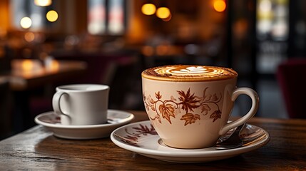 Fototapeta premium A cup of coffee with a smiley face , dark table ,Chocolate day, Valentines Day, Valentines week 
