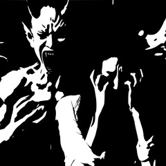 silhouette of a personA woman possessed by a demon 