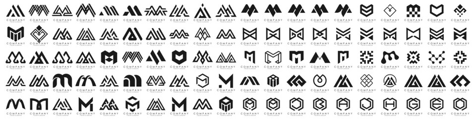 collection abstract letter M logo design. logotype M design with black color. vector illustration