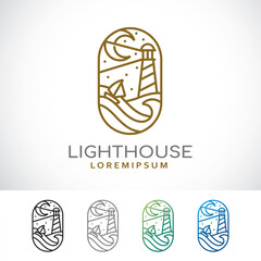Lighthouse Line Logo Design Template