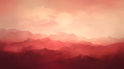 Mountain Haze: Layers of red silhouettes, Tranquility Concept Art, Generative AI
