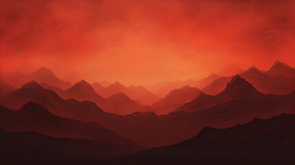 Fototapeta na wymiar Rugged Peaks: Dark red mountains under sky, Adventure Concept Art, Generative AI