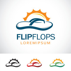 Flip Flops Vector Logo Design Template
