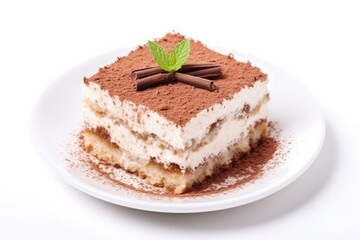Obraz na płótnie Canvas Food sweet tasty cocoa plate cream dessert chocolate delicious background cake