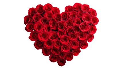 Heart shape made out of red rose blossoms  transparent