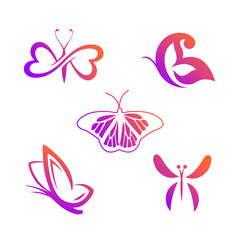 Fototapeta na wymiar set of butterfly colorful logo design template