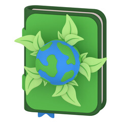 3d illustration of ecology book. books 3d icon concept. 3d render