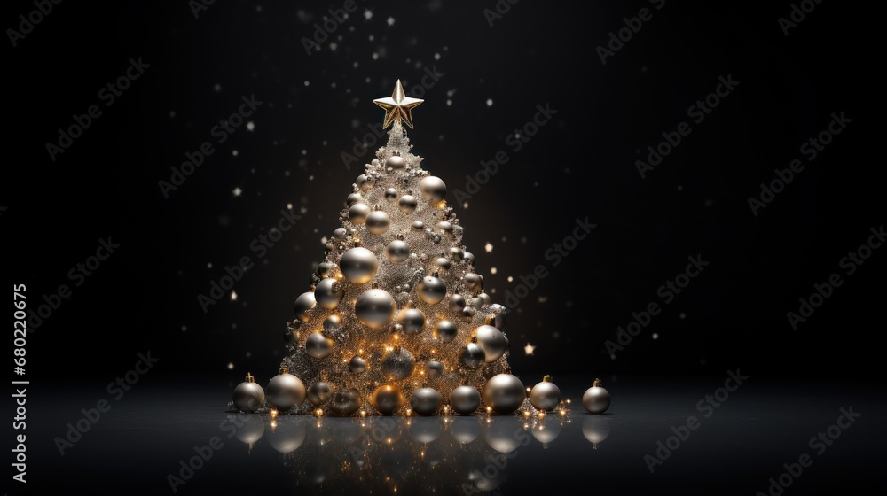 Aufkleber a christmas tree with a star on top of it and a lot of balls on the bottom of the tree.