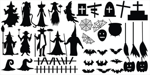 Big set of  Halloween vector . The shadow collection of ghosts decorate the website in the Halloween festival with white background