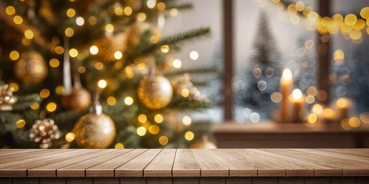 Colorful wooden platform background: Christmas