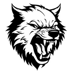 Fierce Angry Wolf Head Vector Illustration