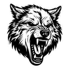 Fierce Angry Wolf Head Vector Illustration