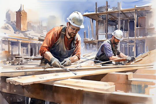 Construction workers on construction site