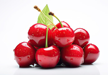 Cherries on a white background