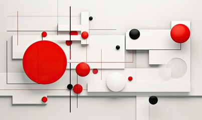 Abstract red and white 3D composition.