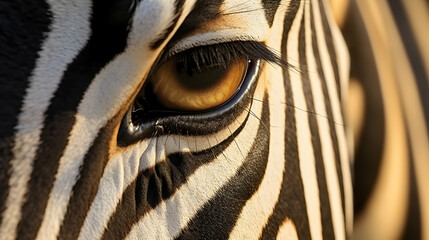 Eye close up of zebra  - obrazy, fototapety, plakaty