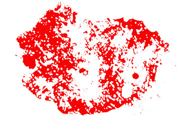 Grungy red ink splat on transparent background. Not AI