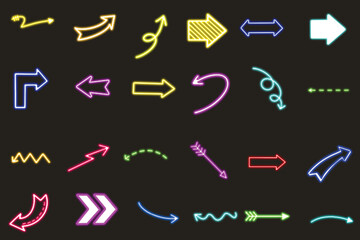 Set of neon arrows