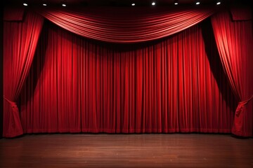 Entertainment velvet performance stage cinema theater opera red curtain art show spotlight