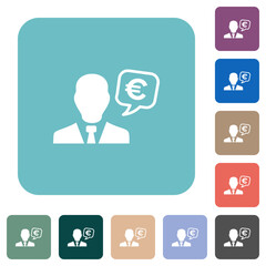 European Euro financial advisor rounded square flat icons