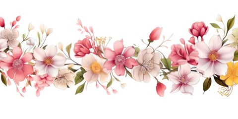 Border of Blossoms - Vector Frame Adorned with Spring Flowers - Nature's Graceful Embrace in Every Edge 