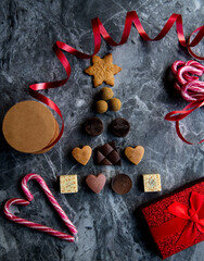 christmas candy and ribbon
