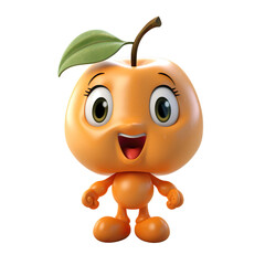 Obraz premium An anthropomorphic peach with a smile and sparkling eyes