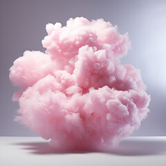 portrayal of clouds resembling fluffy cotton candy, scattered playfully across the sky