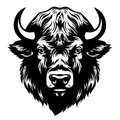 Stately Buffalo Head Vector Illustration