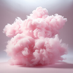 portrayal of clouds resembling fluffy cotton candy, scattered playfully across the sky