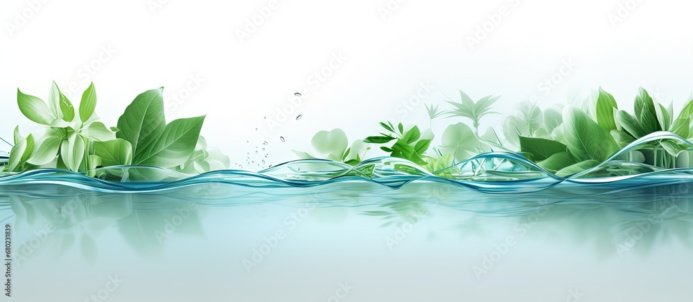 Wall mural in the business world, an abstract 3d design with a textured background of water and summer vibes is