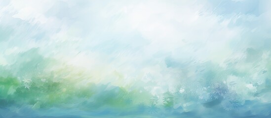 In the abstract summer landscape, the soft light of the sun bathed nature in a beautiful array of colors: blues, whites, and hints of green, creating a breathtaking scenery worthy of a wallpaper.