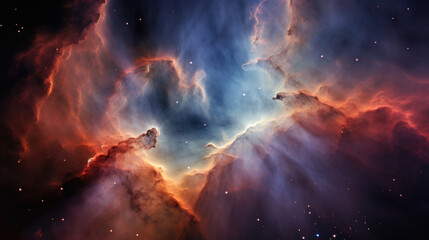 A Mesmerizing Interstellar Nebula in a Celestial Dance - obrazy, fototapety, plakaty
