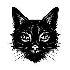 Serene Cat Head Vector Illustration