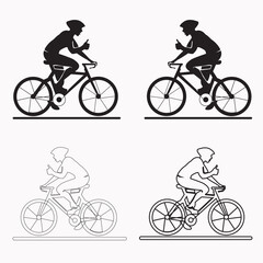 Obraz premium Bicycle with man run fast vector illustration eps