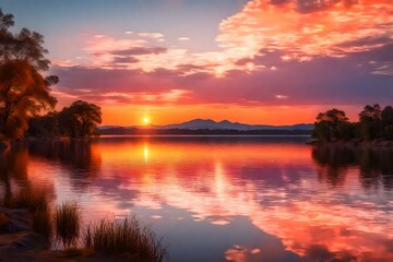 sunset over the river