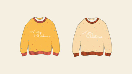 Sweater Set Collection, Hand drawn Sweater Clothe Vector Illustration