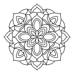 Floral design with line, drawing with natural theme, for coloring book, decoration, tattoo, wallpaper, sticker.